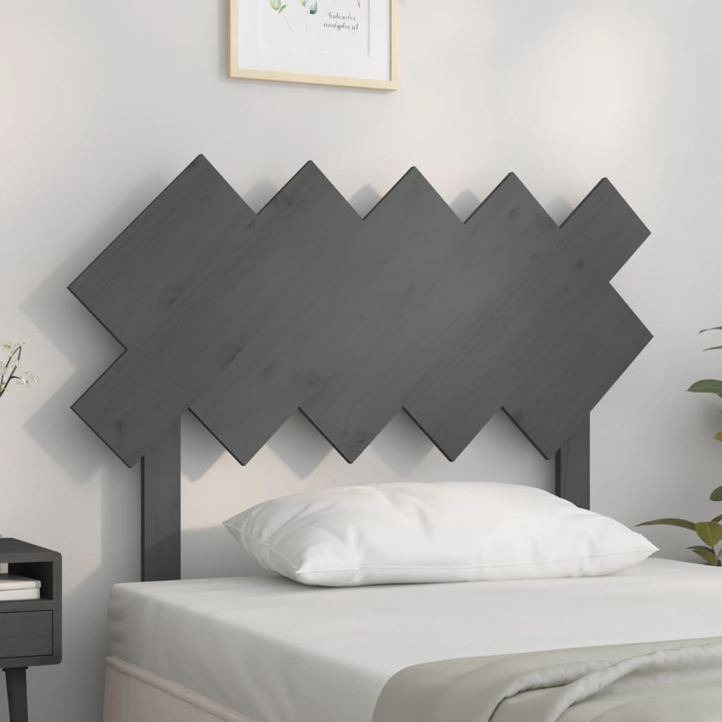 Solid Pine Grey Bed Headboard 104x3x80.5 cm