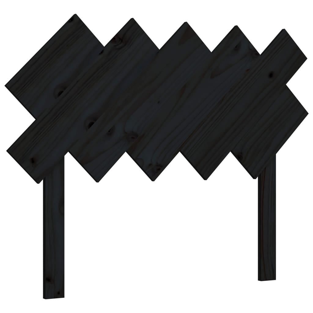 Solid Pine Bed Headboard in Black - 104x3x80.5 cm