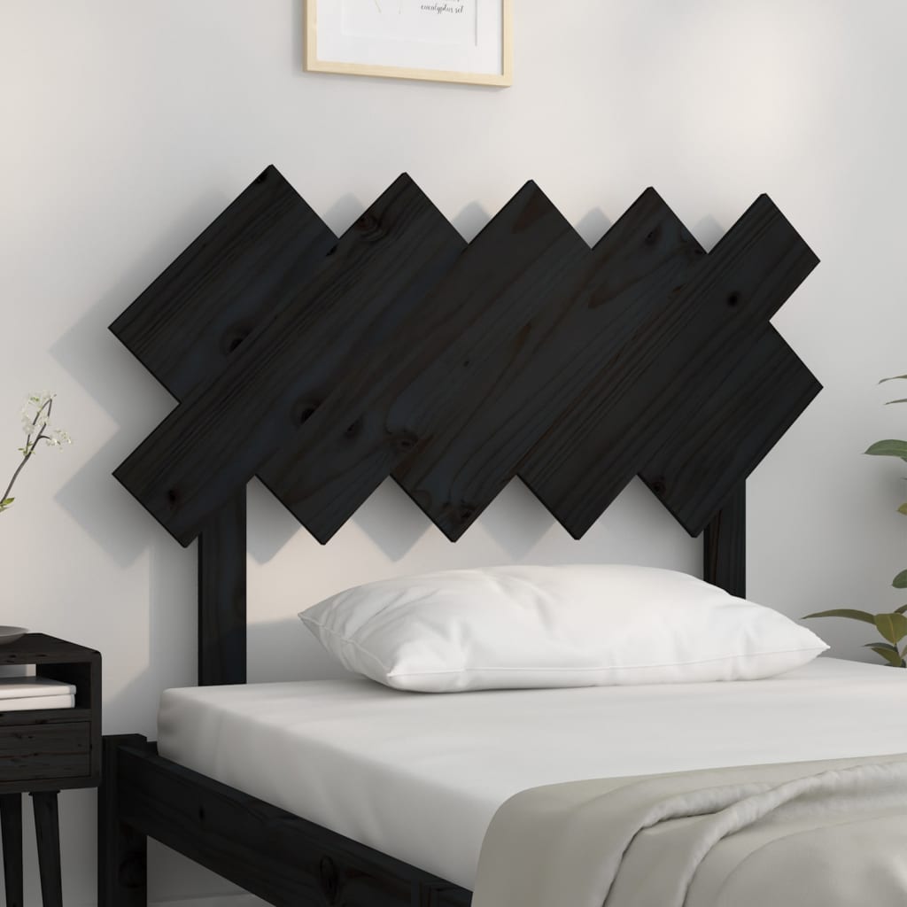 Solid Pine Bed Headboard in Black - 104x3x80.5 cm