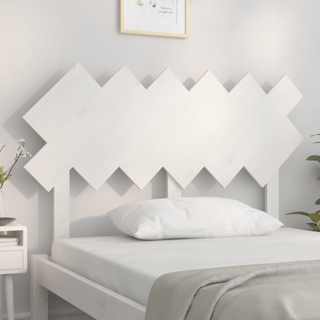 Solid Pine Wood Bed Headboard, White, 122.5x3x80.5 cm