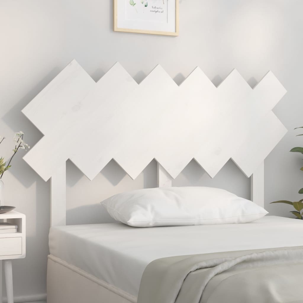 Solid Pine Wood Bed Headboard, White, 122.5x3x80.5 cm