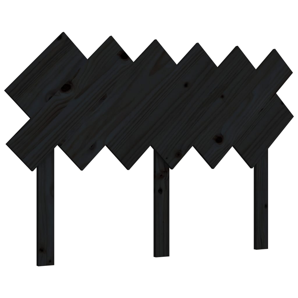 Black Solid Pine Wood Bed Headboard - 122.5x3x80.5 cm