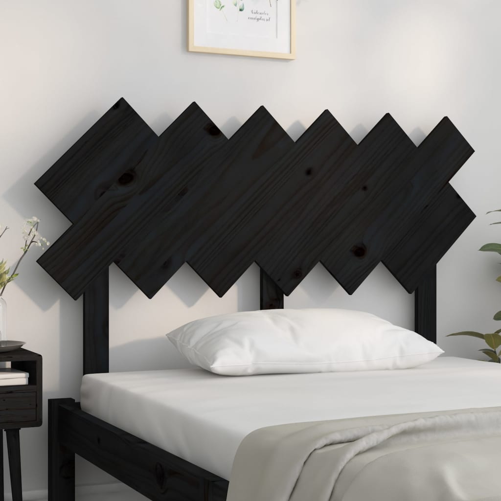 Black Solid Pine Wood Bed Headboard - 122.5x3x80.5 cm
