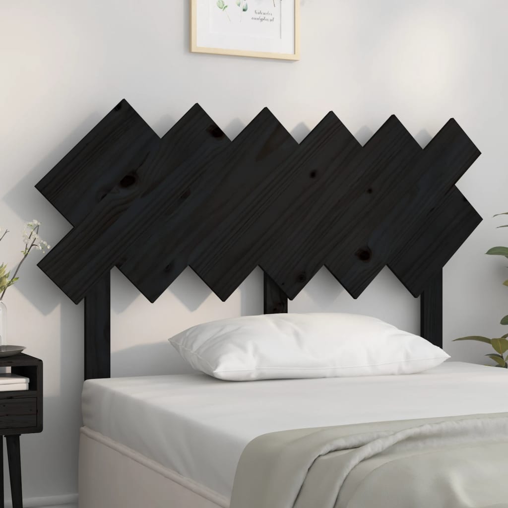 Black Solid Pine Wood Bed Headboard - 122.5x3x80.5 cm