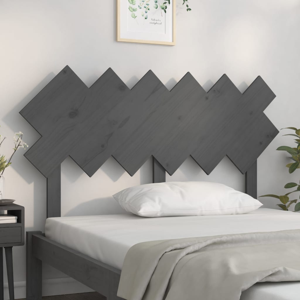 Solid Pine Grey Bed Headboard 132x3x81 cm - Modern Style