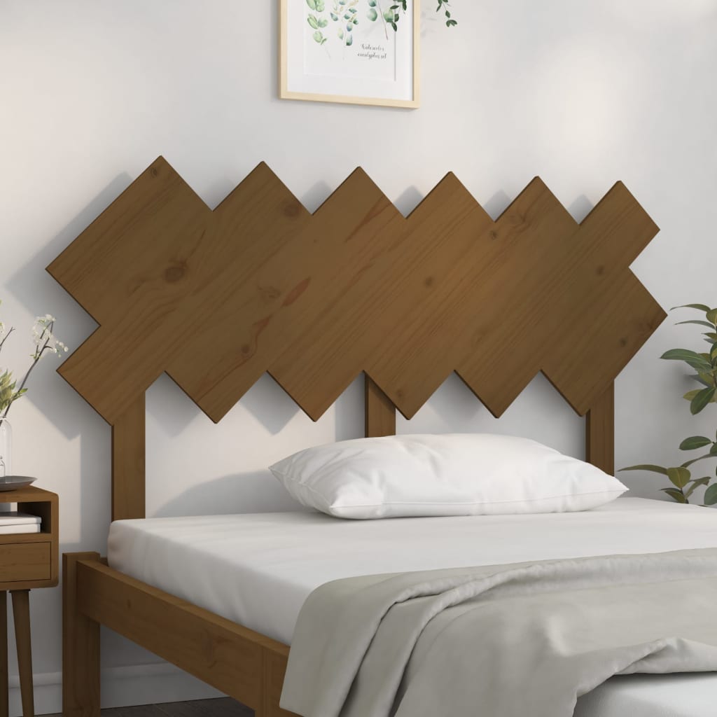 Solid Pine Wood Headboard, Honey Brown, 132x3x81 cm