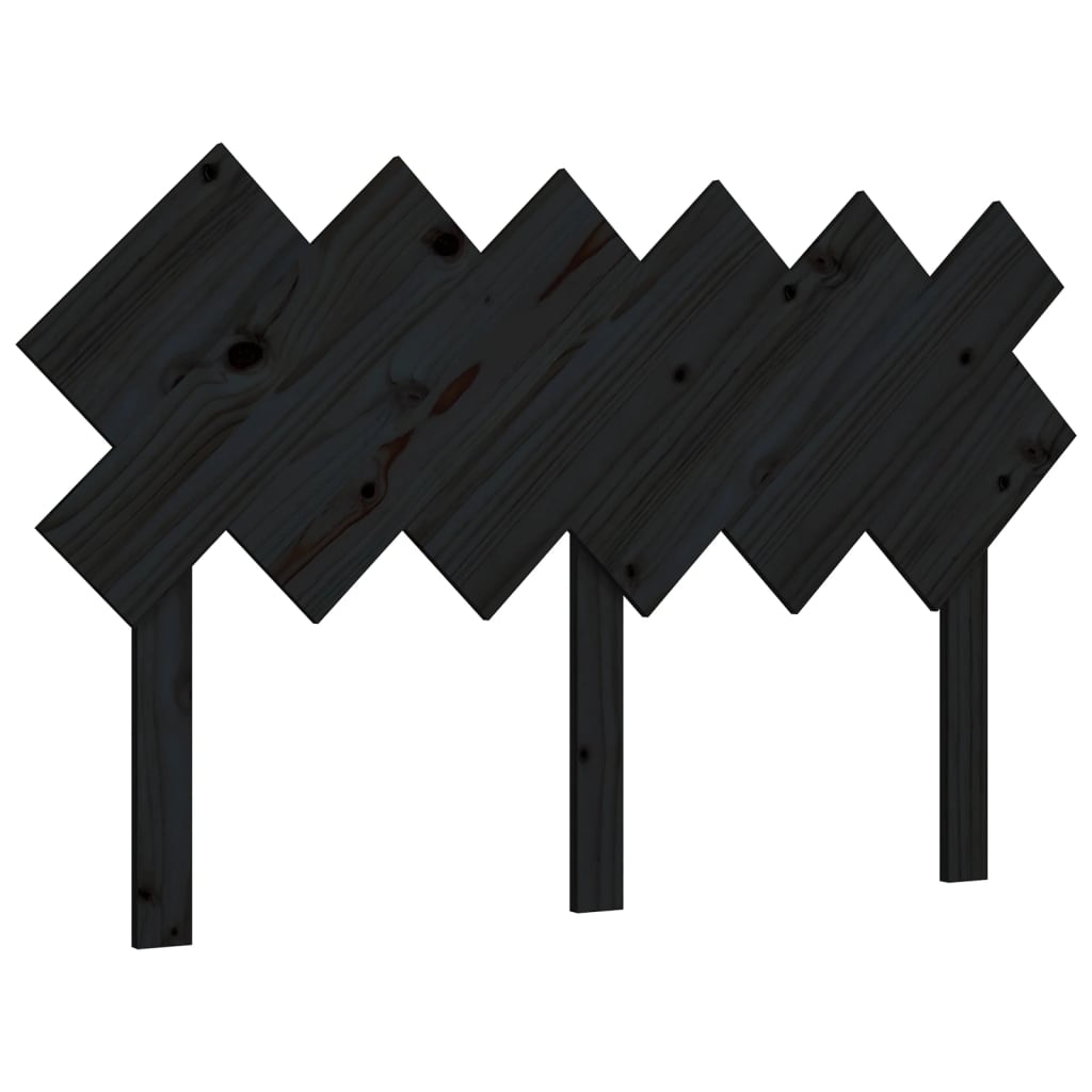 Solid Pine Wood Black Bed Headboard - 132x3x81 cm