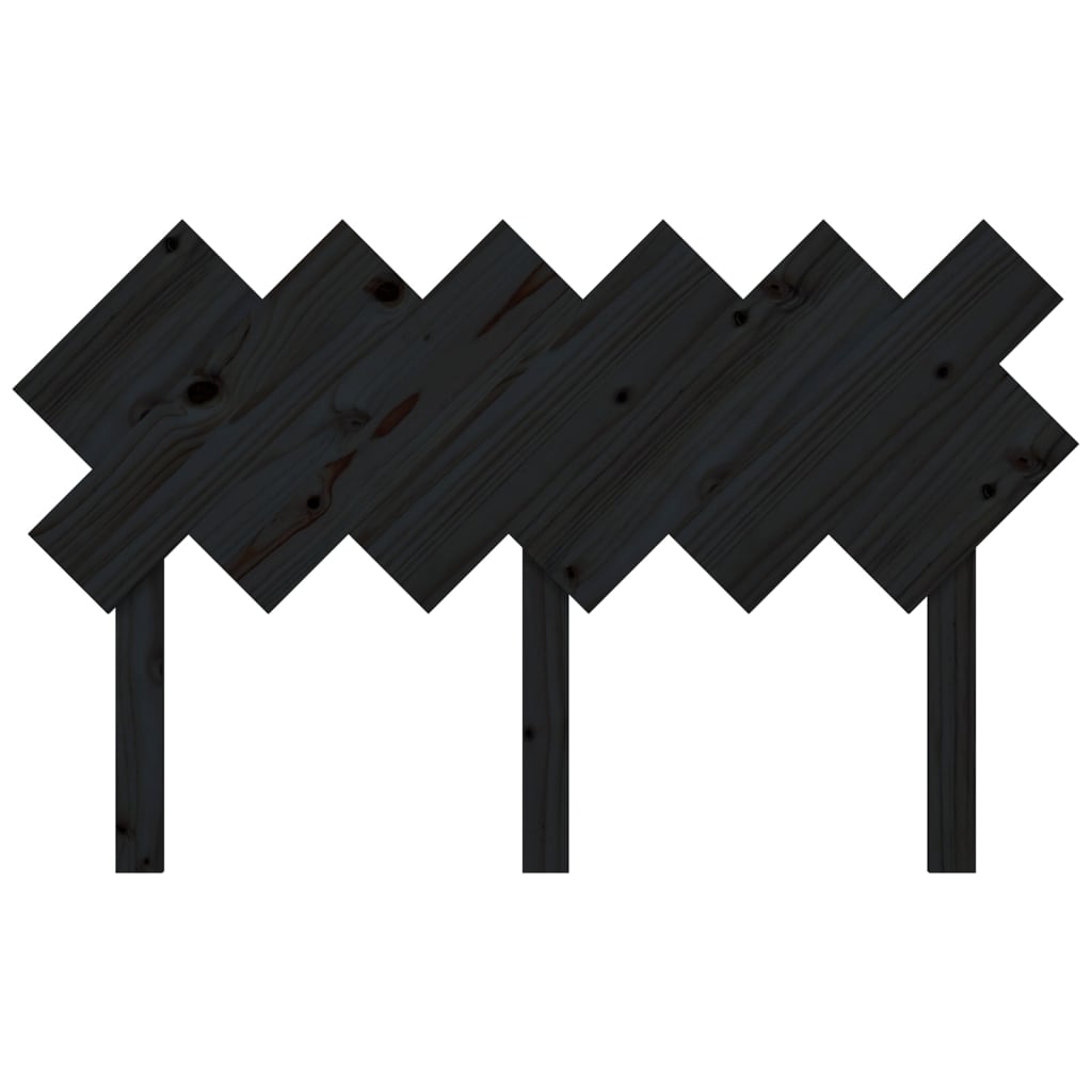 Solid Pine Wood Black Bed Headboard - 132x3x81 cm