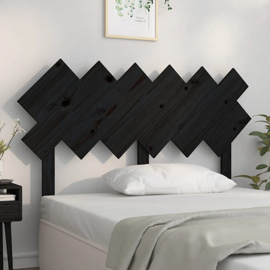 Solid Pine Wood Black Bed Headboard - 132x3x81 cm