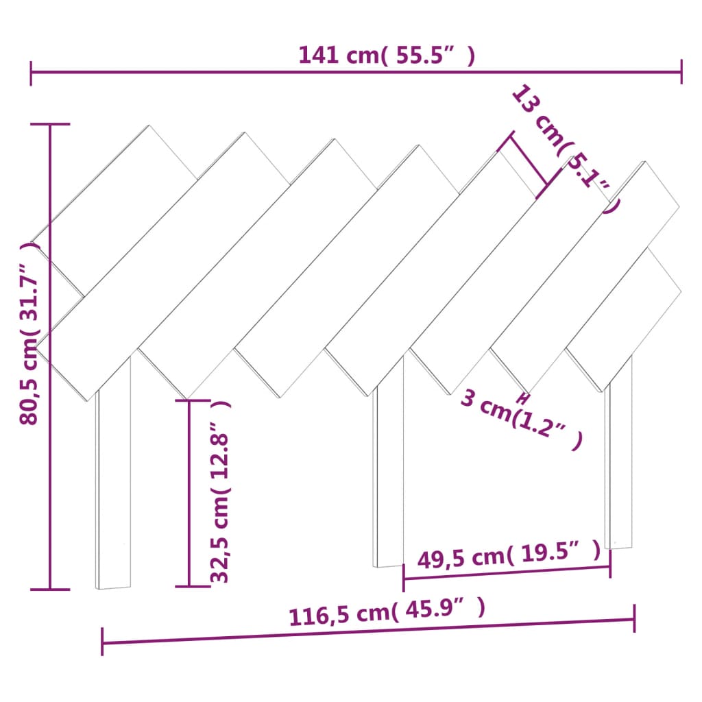 Solid Pine Wood Bed Headboard, 141x3x80.5 cm