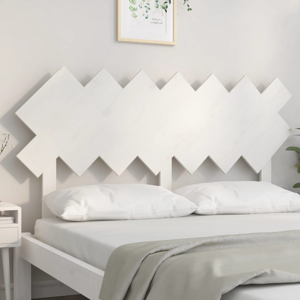 Solid Pine Bed Headboard in White, 141x3x80.5 cm