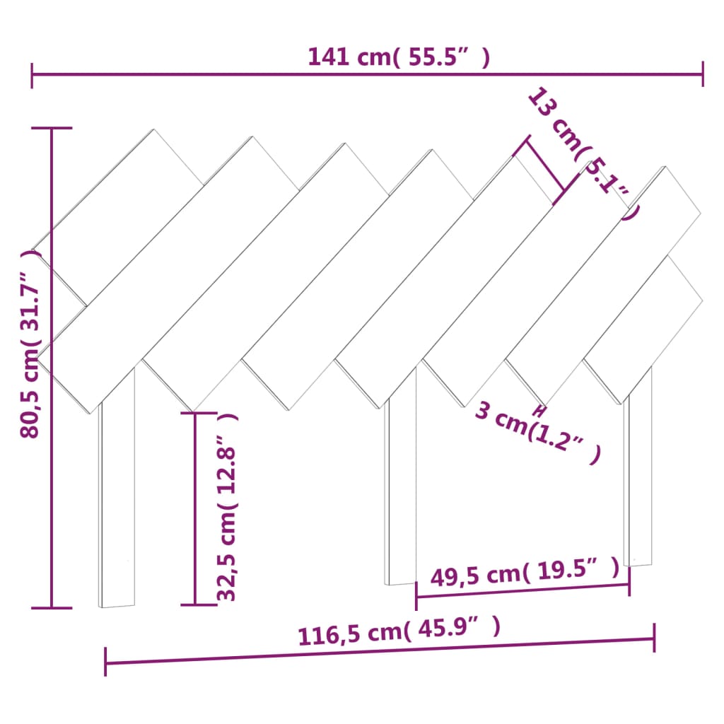 Solid Pine Honey Brown Bed Headboard, 141x3x80.5 cm