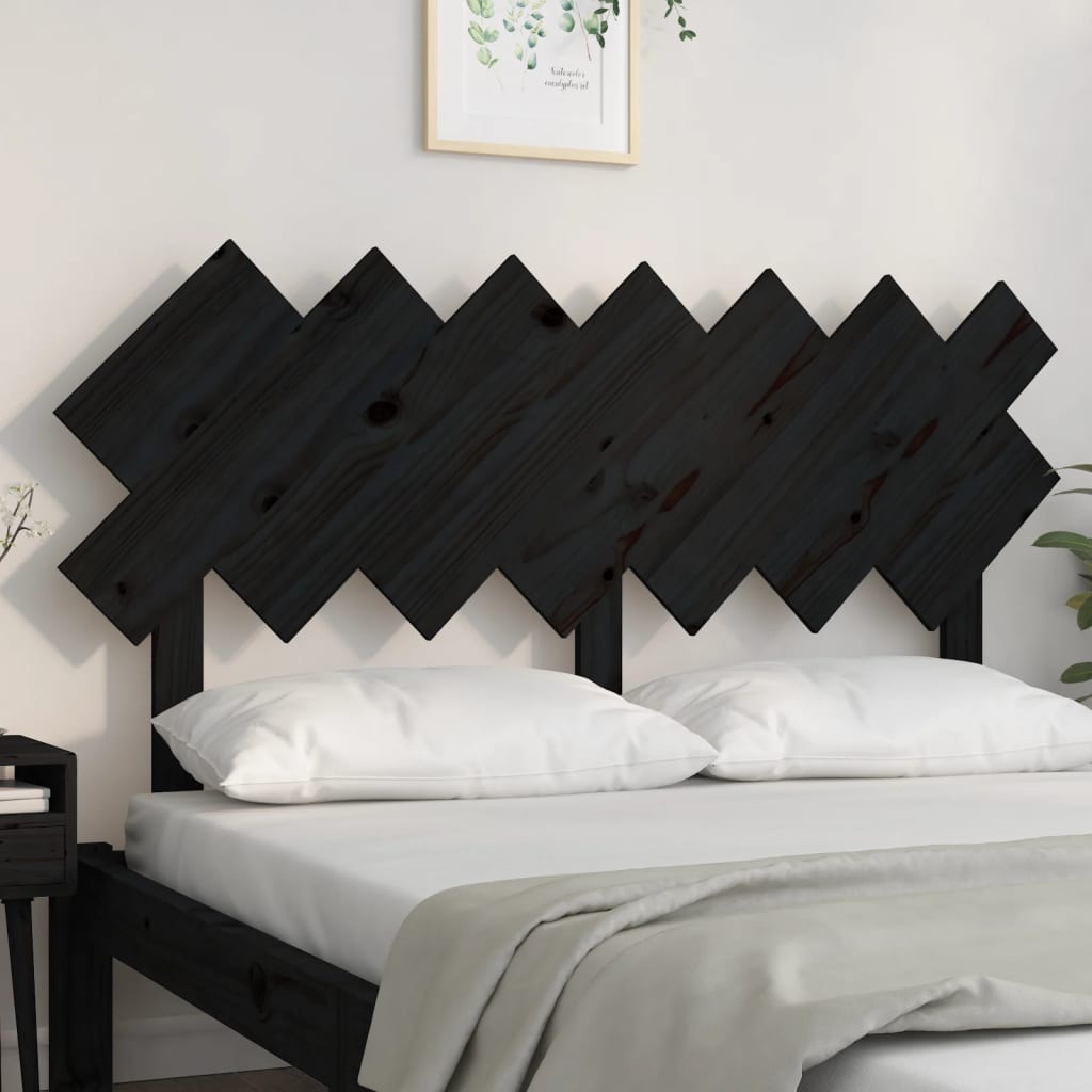 Solid Wood Pine Bed Headboard, Black, 141x3x80.5 cm
