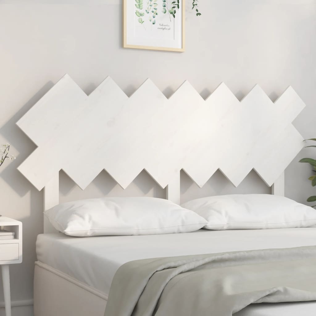 Solid Wood Pine Bed Headboard in White - 151.5x3x81 cm