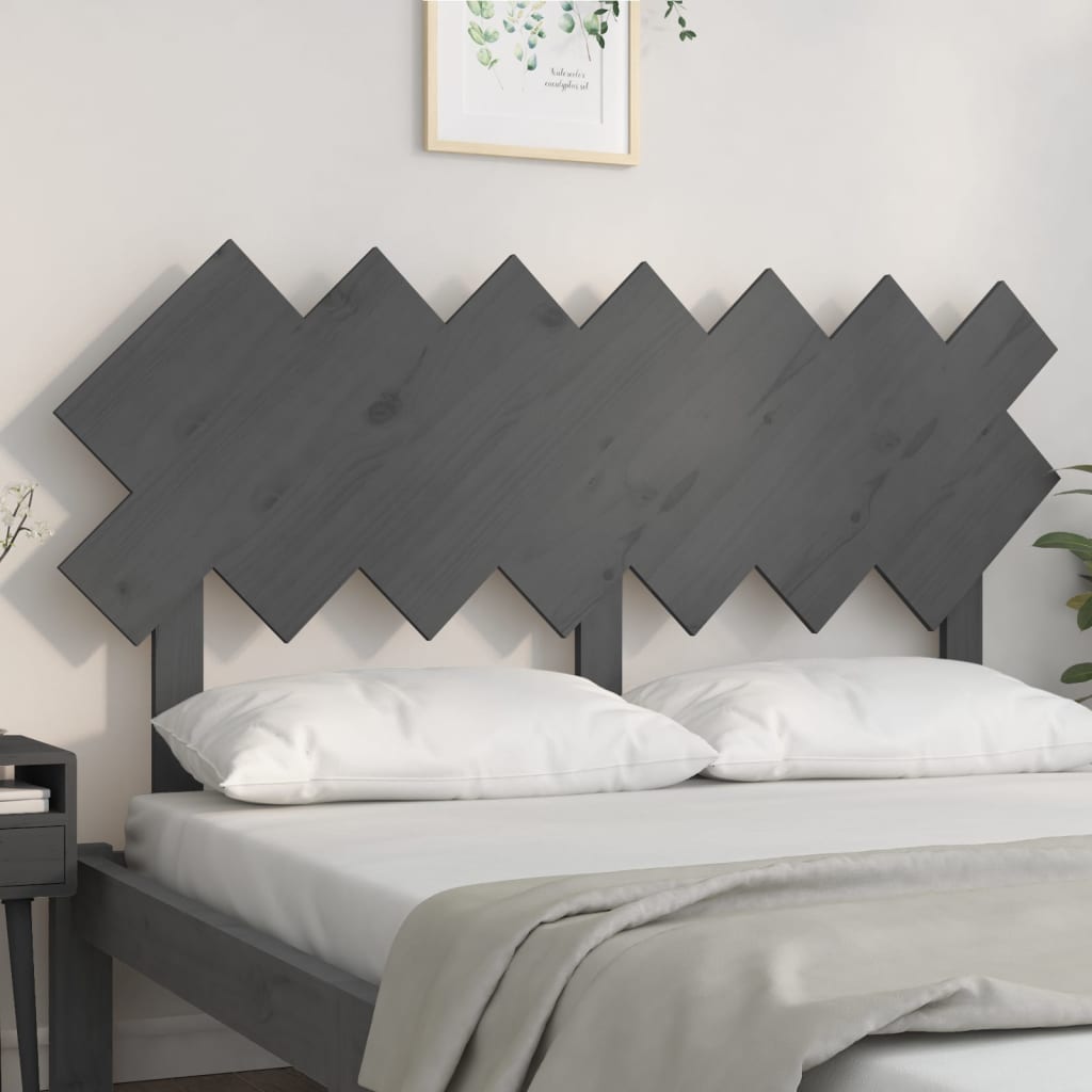 Stylish Grey Solid Wood Pine Headboard 151.5x3x81 cm