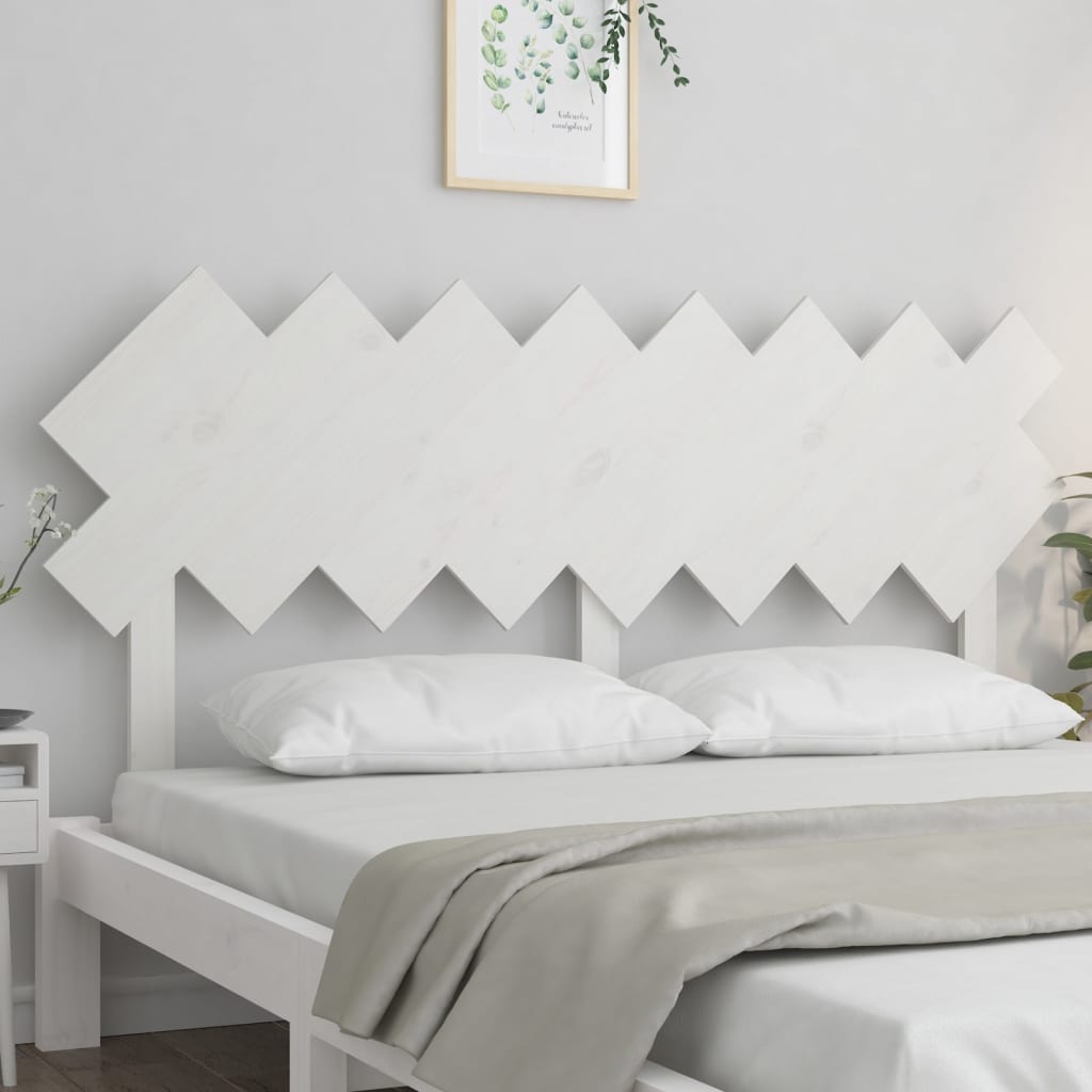 White Solid Pine Wood Bed Headboard - 159.5x3x80.5 cm