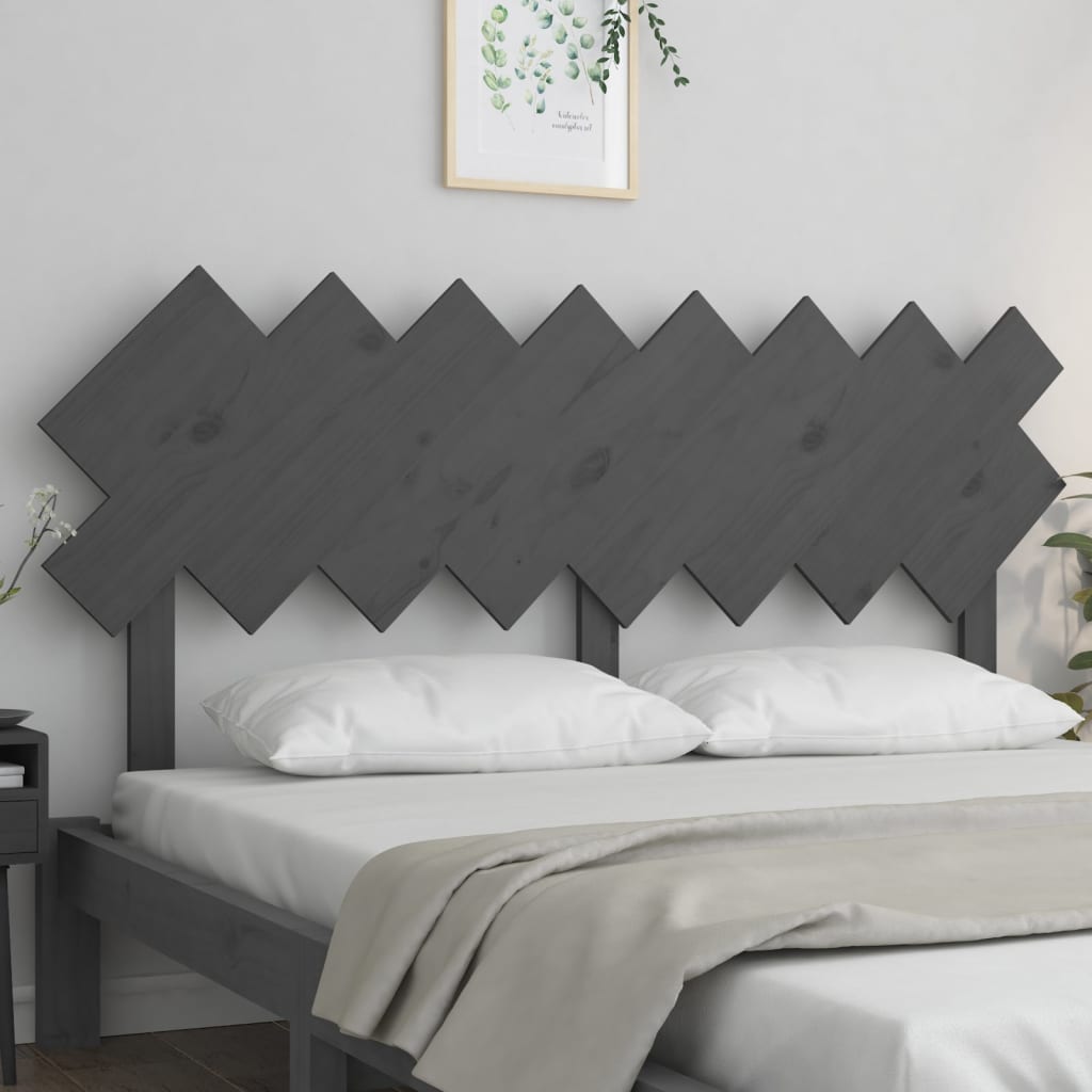 Solid Pine Wood Grey Headboard - 159.5x3x80.5 cm