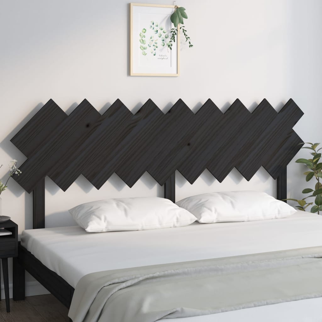 Solid Pine Wood Bed Headboard - Black, 178x3x80.5 cm