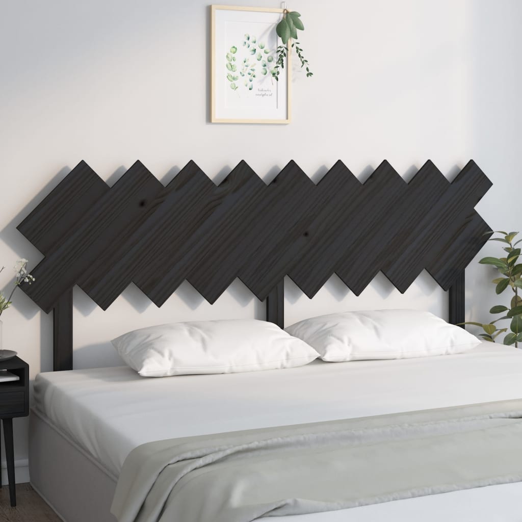 Solid Pine Wood Bed Headboard - Black, 178x3x80.5 cm