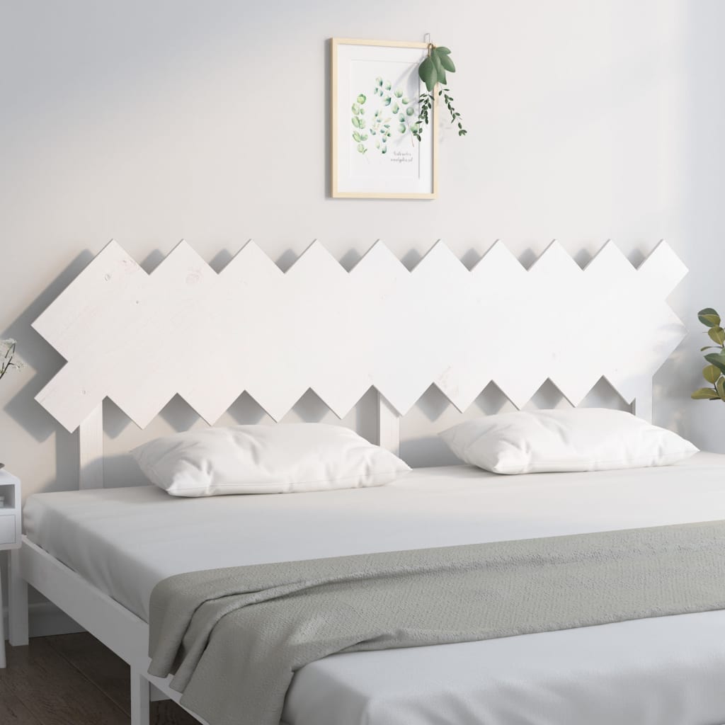 Solid Pine Wood White Headboard 196x3x80.5 cm - Elegant Bedroom Decor
