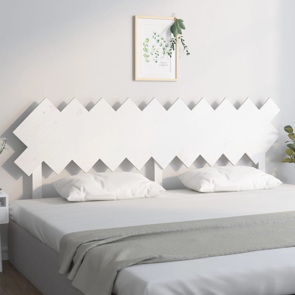 Solid Pine Wood White Headboard 196x3x80.5 cm - Elegant Bedroom Decor