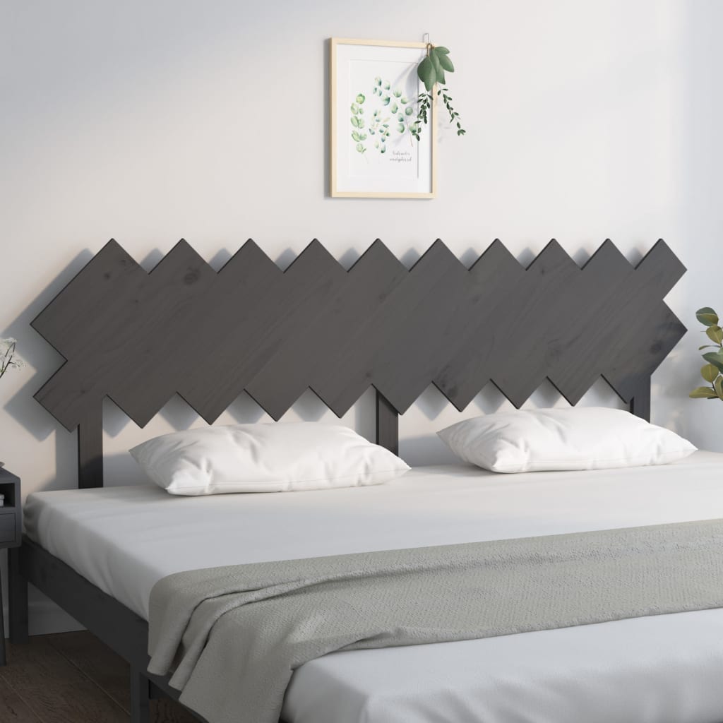 Solid Pine Wood Grey Headboard 196x3x80.5 cm - Stylish & Durable