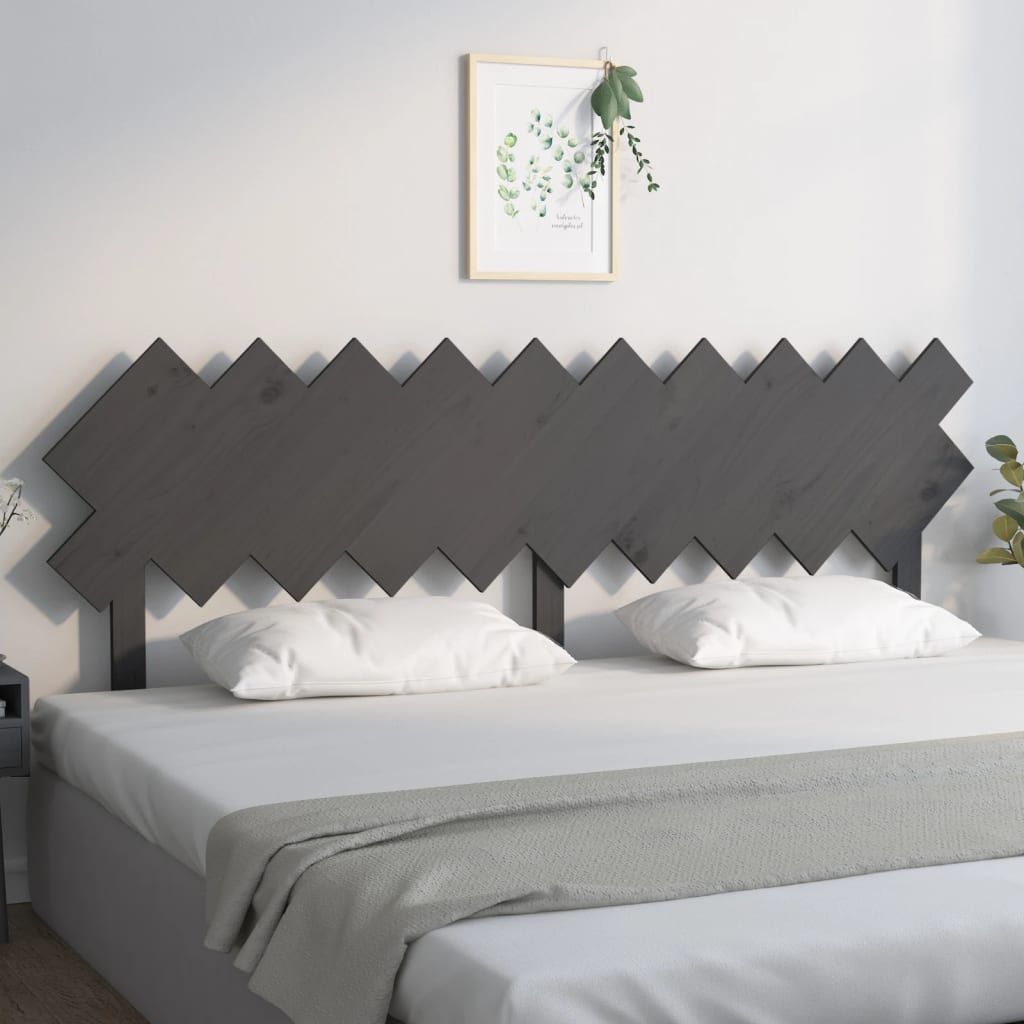 Solid Pine Wood Grey Headboard 196x3x80.5 cm - Stylish & Durable