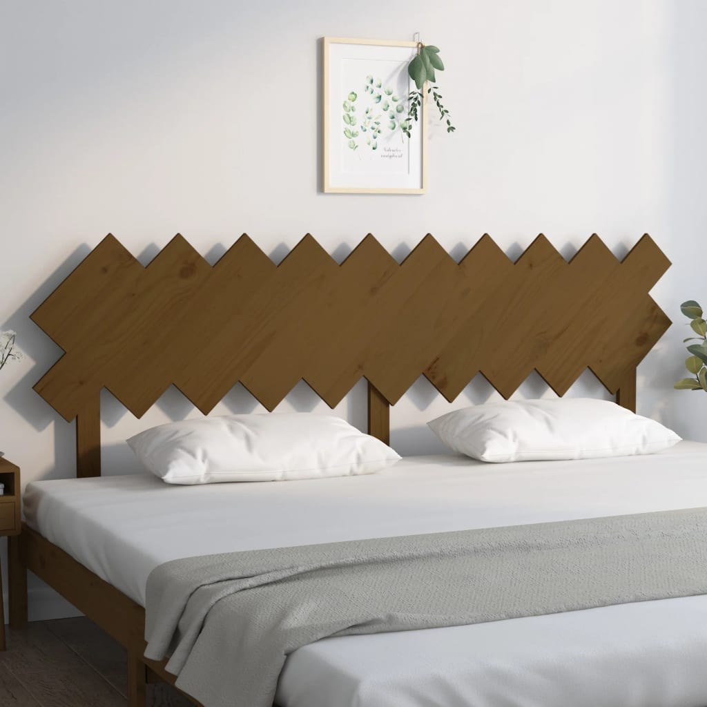 Solid Pine Wood Bed Headboard, Honey Brown, 196x3x80.5 cm