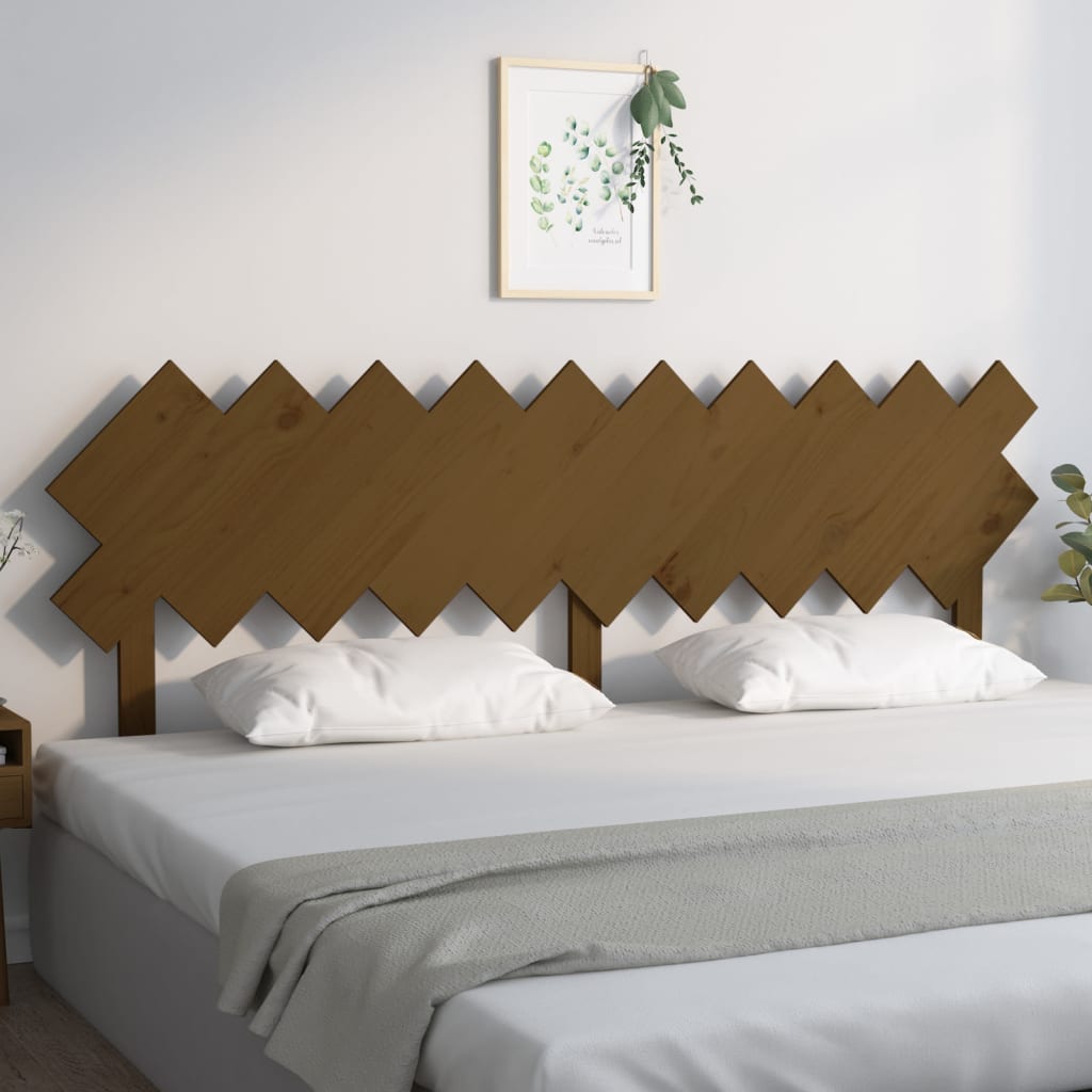 Solid Pine Wood Bed Headboard, Honey Brown, 196x3x80.5 cm