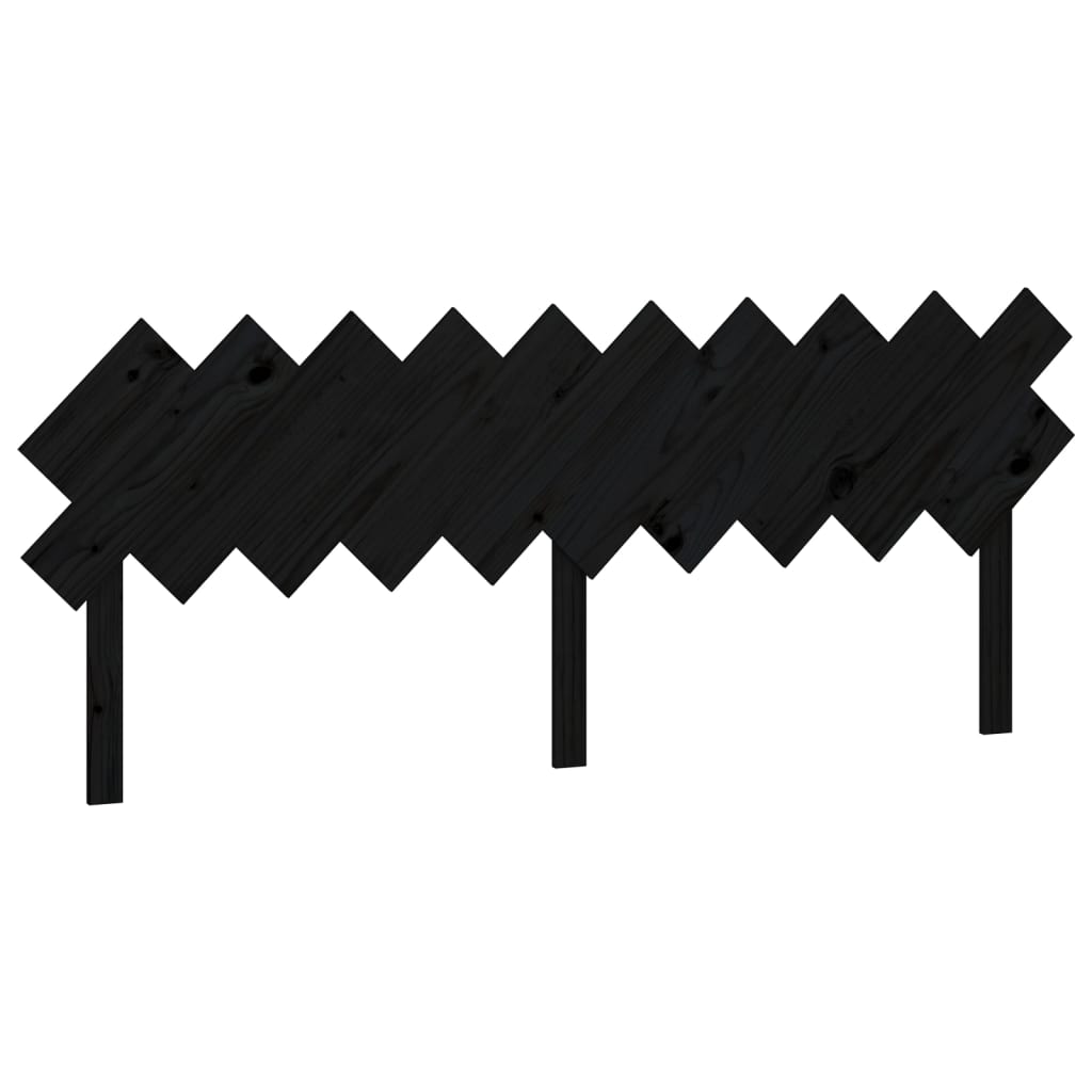Solid Pine Wood Black Headboard - 196x3x80.5 cm