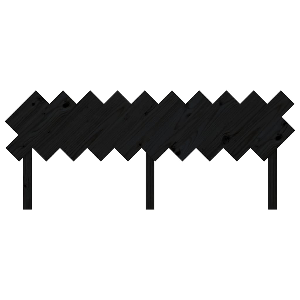 Solid Pine Wood Black Headboard - 196x3x80.5 cm
