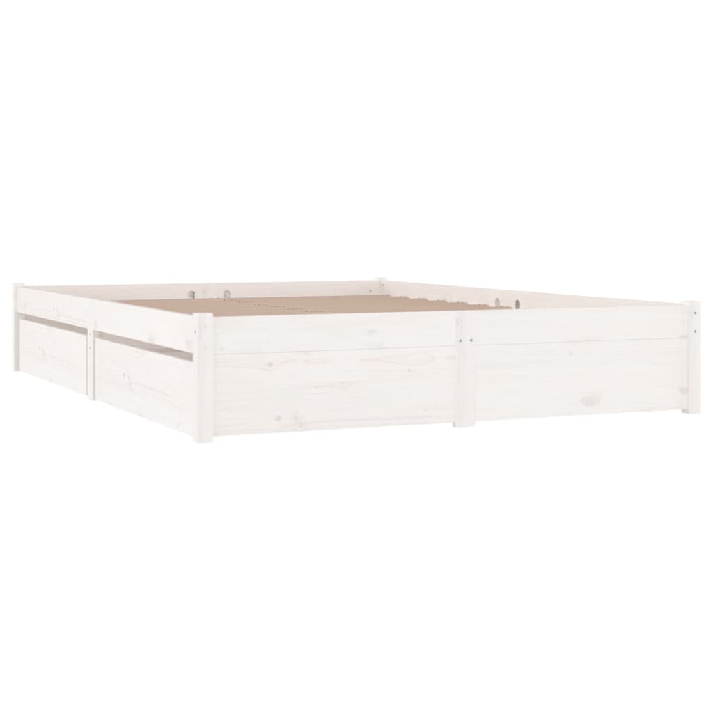 vidaXL White Bed Frame with Storage Drawers 140x190 cm