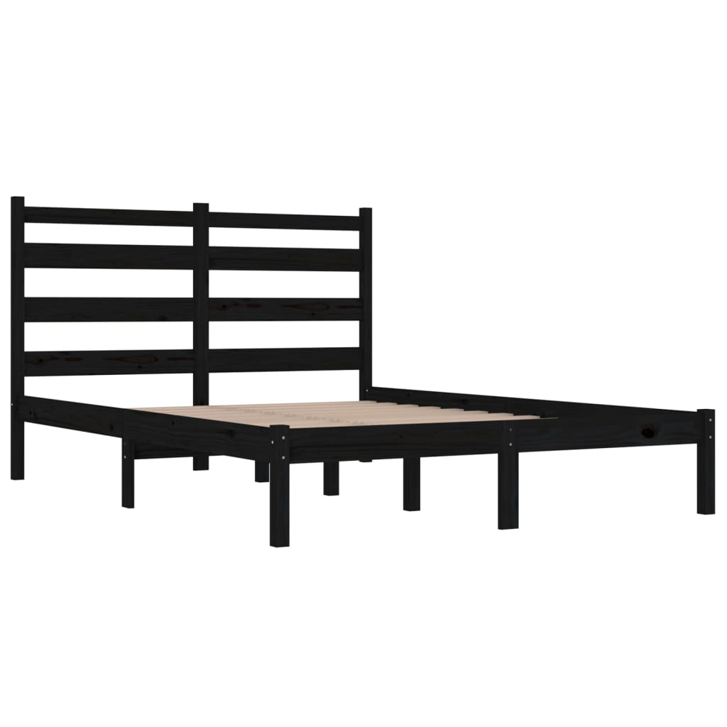 Black Solid Wood Bed Frame 140x190 cm - vidaXL (No Mattress)