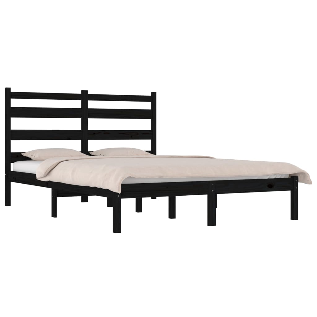 vidaXL Solid Wood Bed Frame, Black, 200x200 cm - No Mattress Included