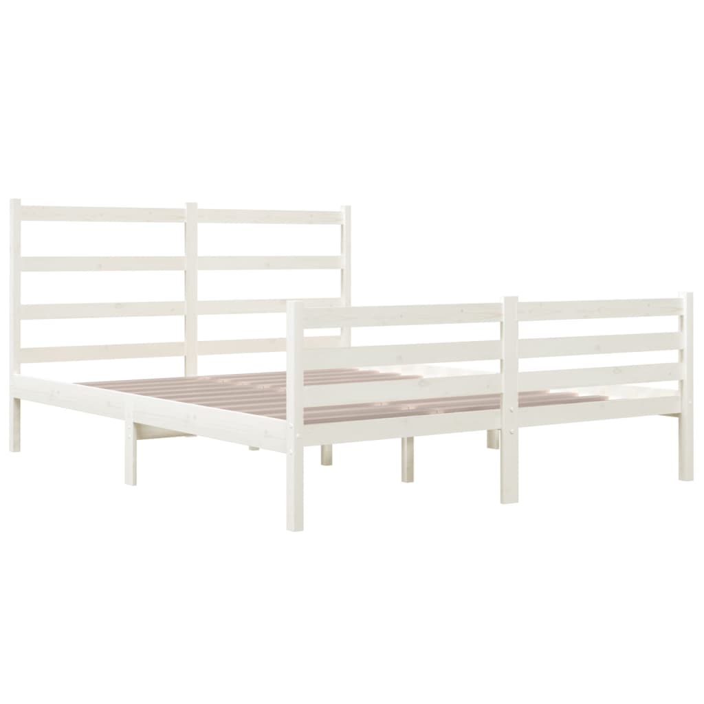 White Solid Wood Small Double Bed Frame - No Mattress Included