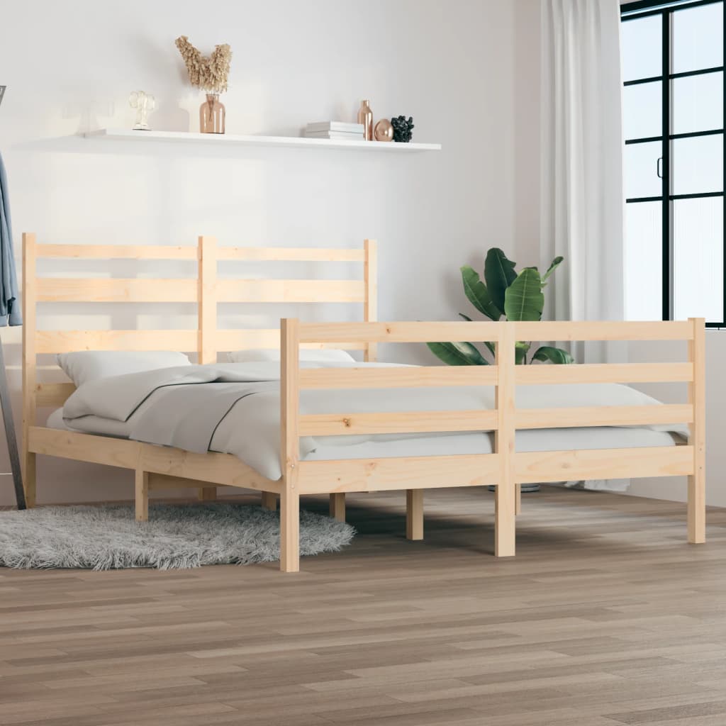 Solid Pine Wood Bed Frame 140x200 cm - No Mattress Included