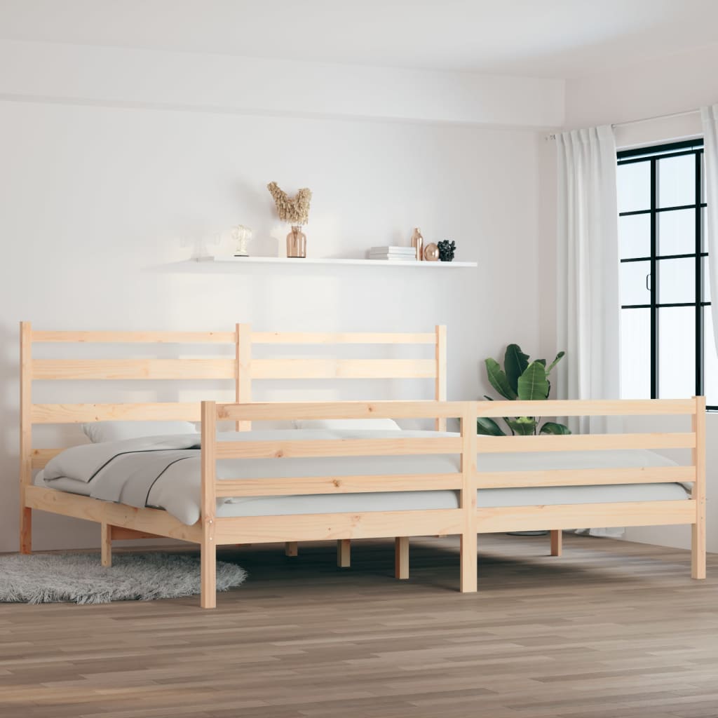 Solid Pine Wood Bed Frame, 200x200 cm – Durable & Stylish Design