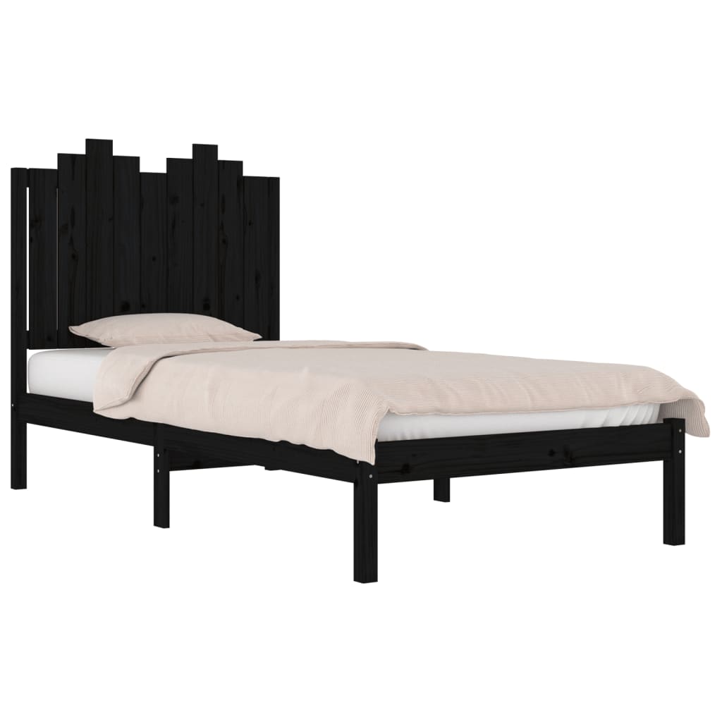 Black Solid Wood Bed Frame 100x200 cm | vidaXL (No Mattress)