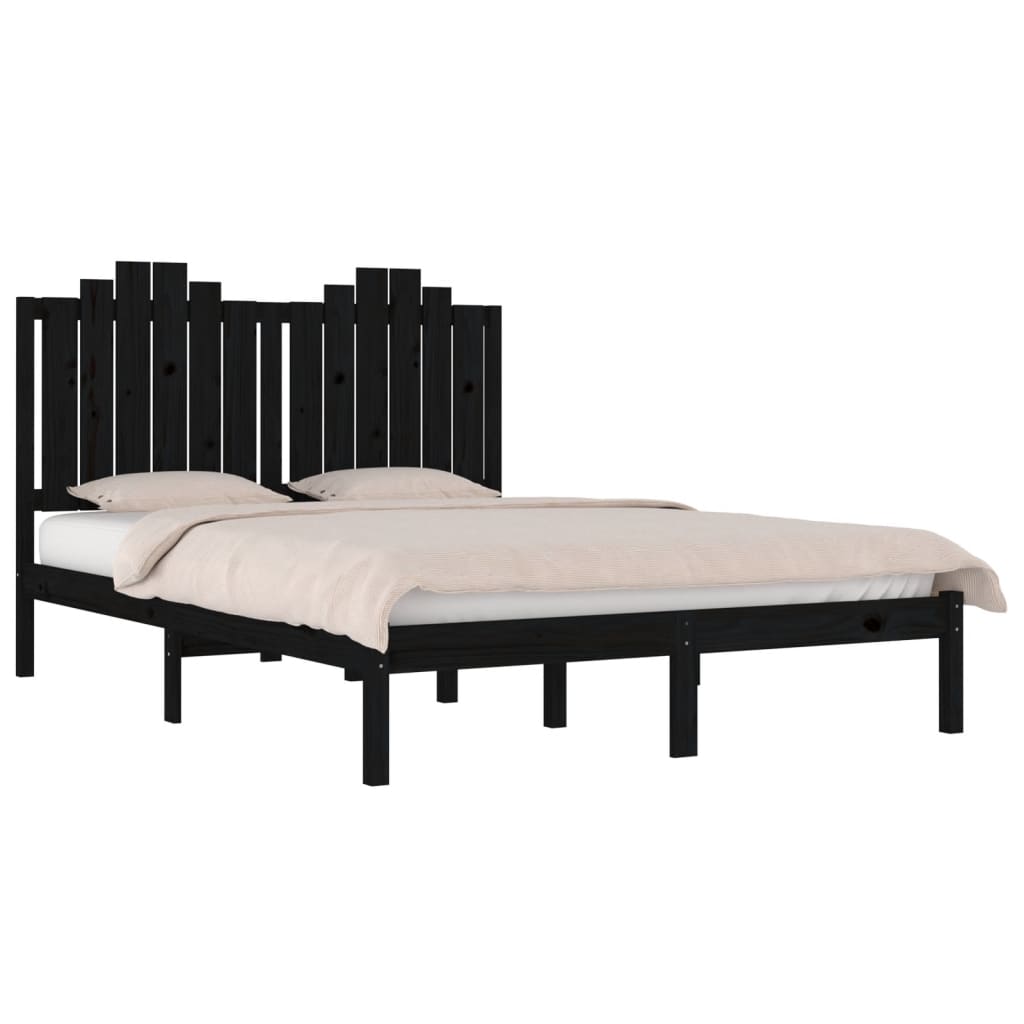 Black Solid Wood Bed Frame 200x200 cm - vidaXL (No Mattress)