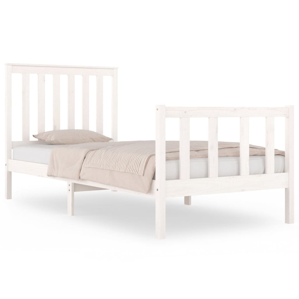 Solid Wood White Bed Frame - Small Single, No Mattress