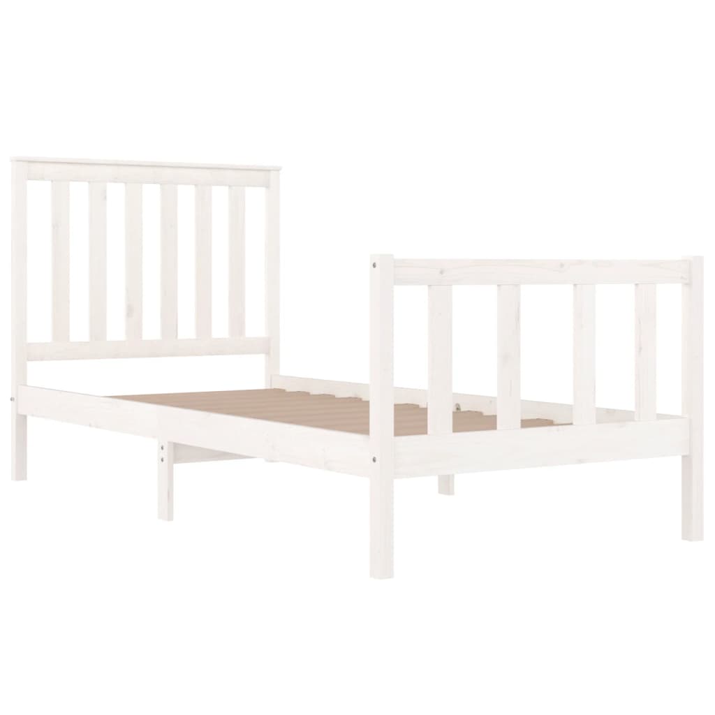 Solid Wood White Bed Frame - Small Single, No Mattress