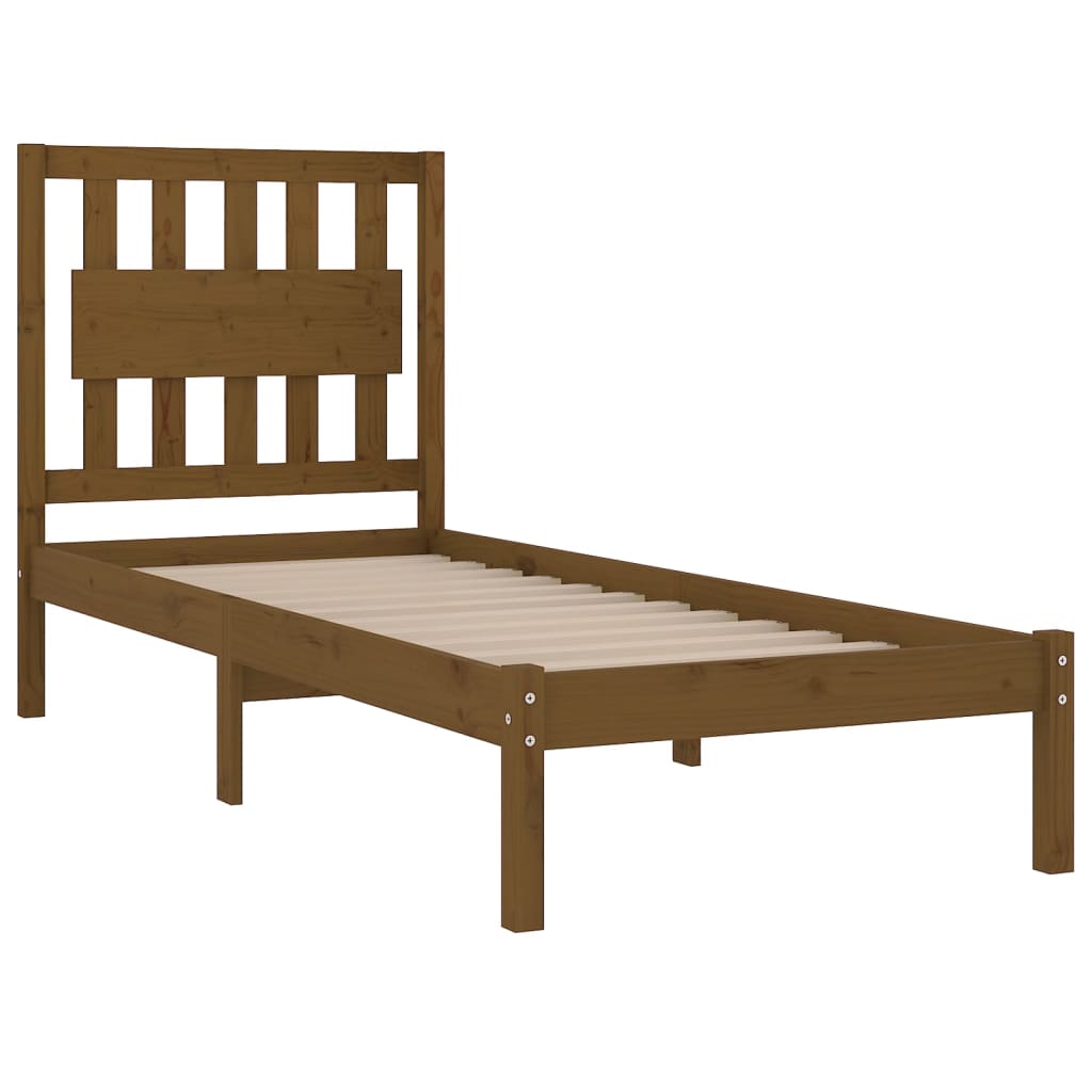 3103926 vidaXL Bed Frame without Mattress Honey Brown Solid Wood 100x200 cm (810010+818558)