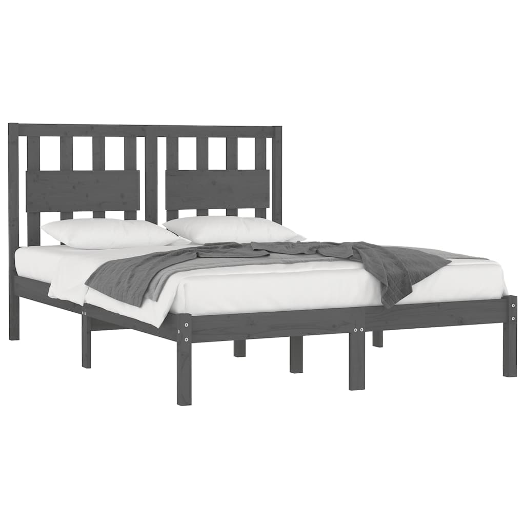 Grey Solid Wood Bed Frame 200x200 cm - vidaXL (No Mattress)