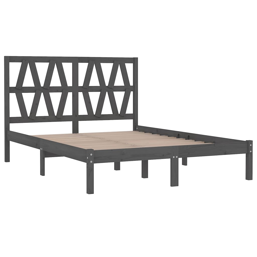 Grey Solid Wood Bed Frame 200x200 cm | vidaXL (No Mattress)