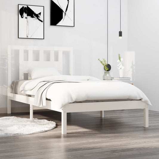 White Solid Wood Bed Frame 90x200 cm - vidaXL 3104049