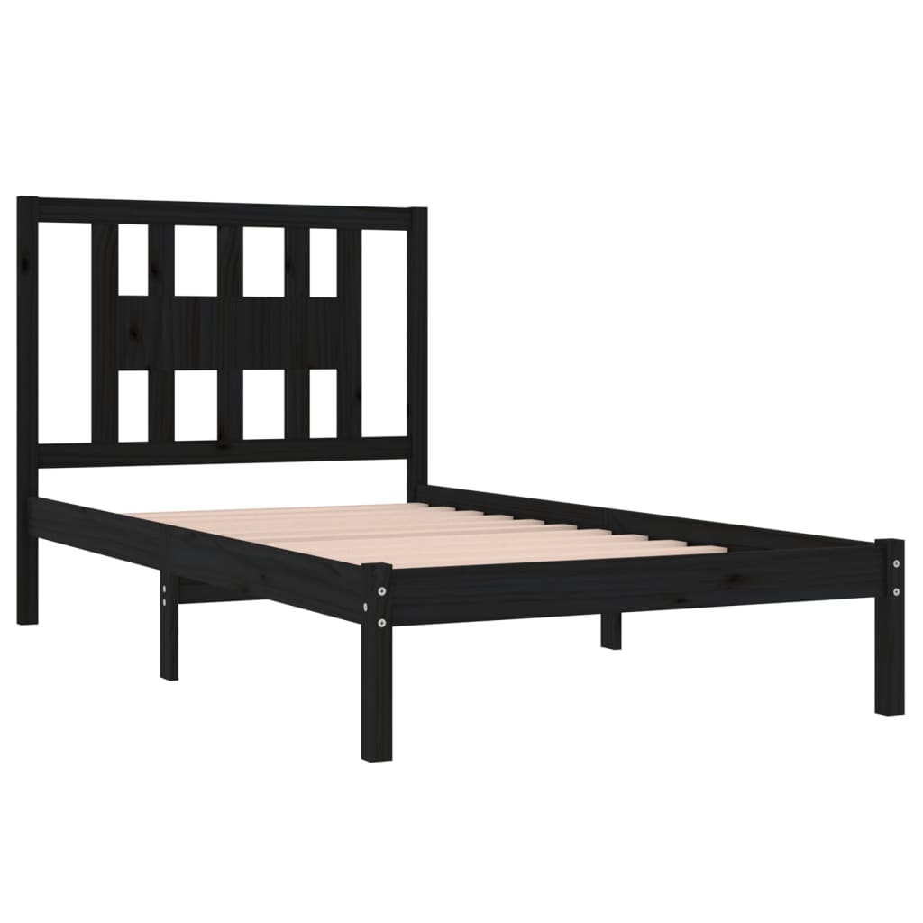 vidaXL Solid Wood Bed Frame, Black, 100x200 cm - No Mattress Included