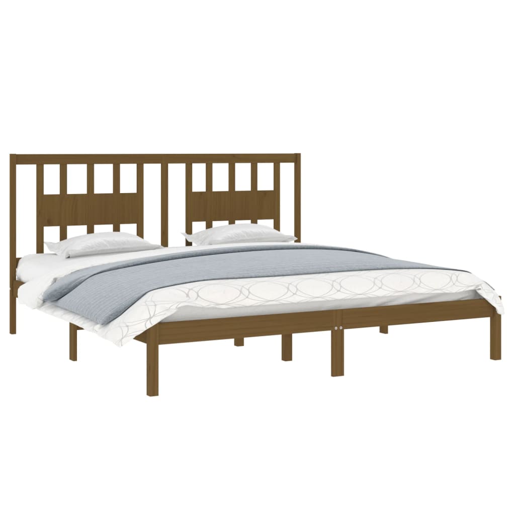 Honey Brown Solid Wood Bed Frame 200x200 cm | vidaXL 3104086