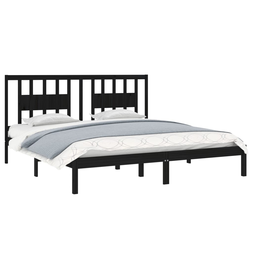 Solid Wood Black Bed Frame 200x200 cm - vidaXL (No Mattress)
