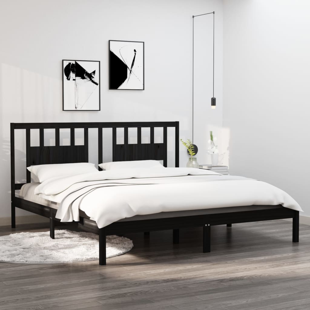 Solid Wood Black Bed Frame 200x200 cm - vidaXL (No Mattress)