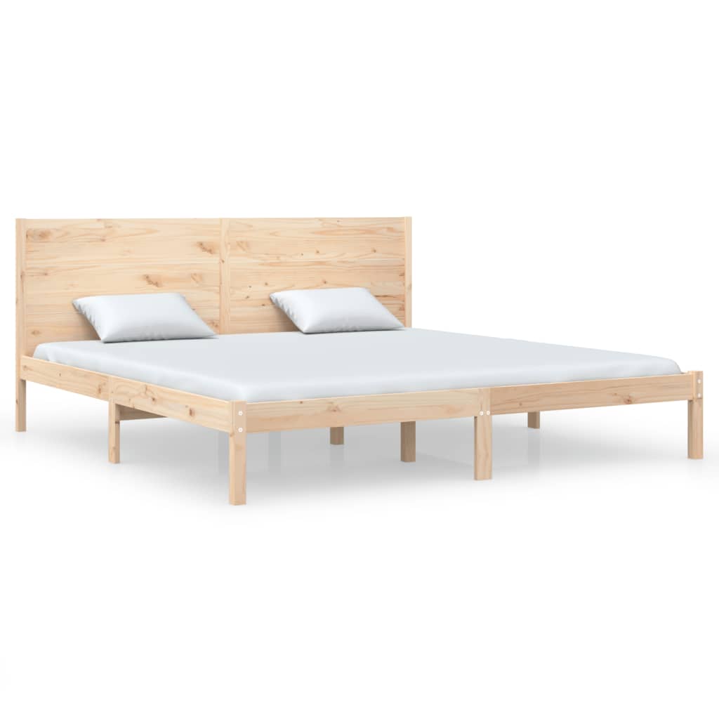 Solid Pine Wood Bed Frame 200x200 cm - Natural Finish